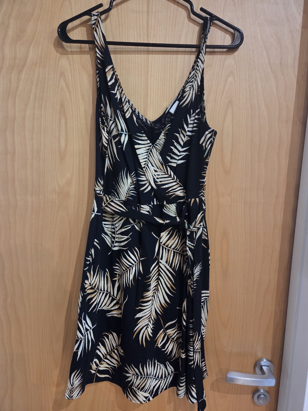 H&M Black Dress with Cream Palm-Print